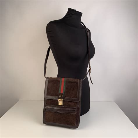 vintage brown suede gucci bag|Gucci dark brown leather bag.